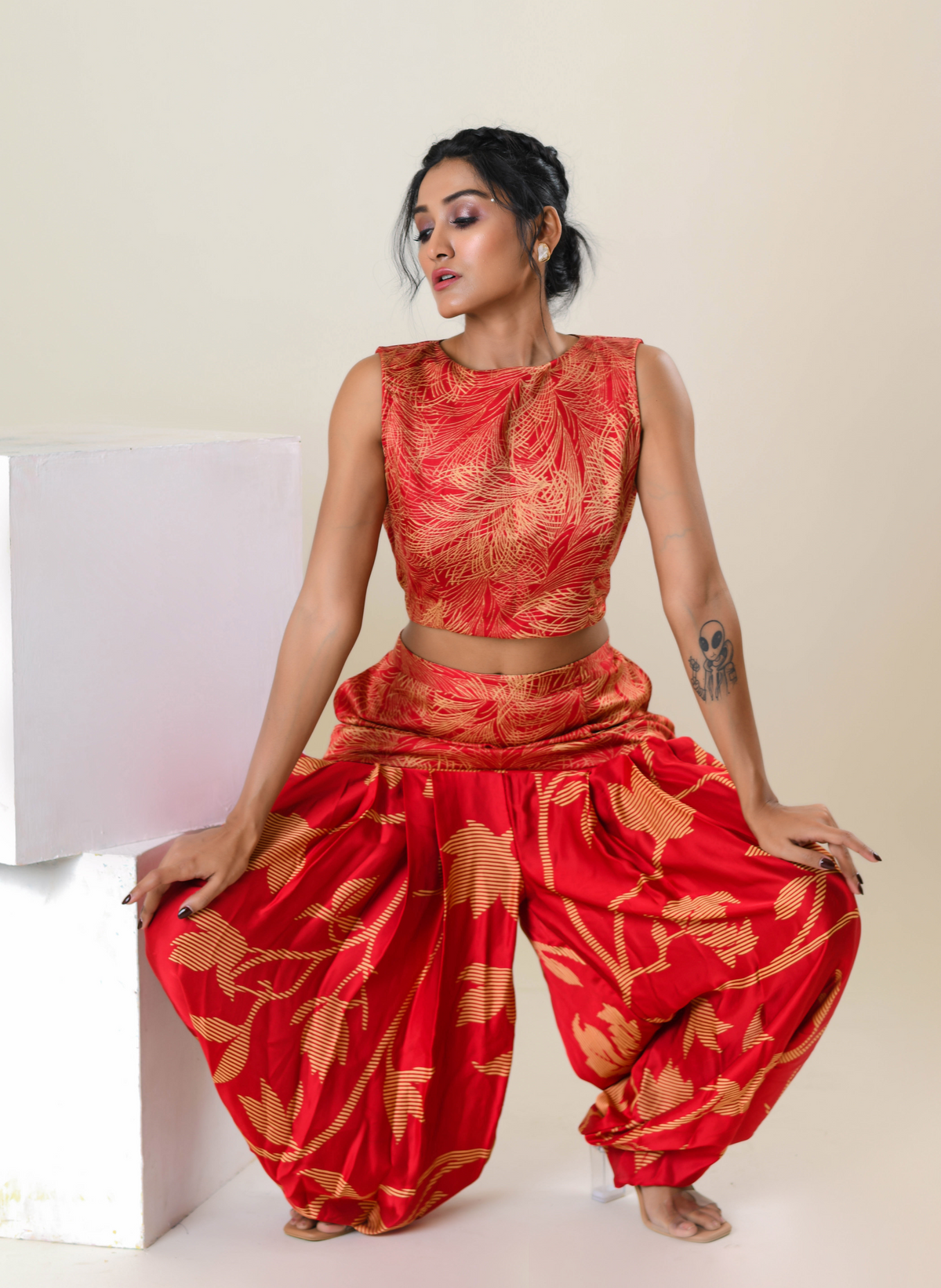 Scarlet Blaze Dhoti Set