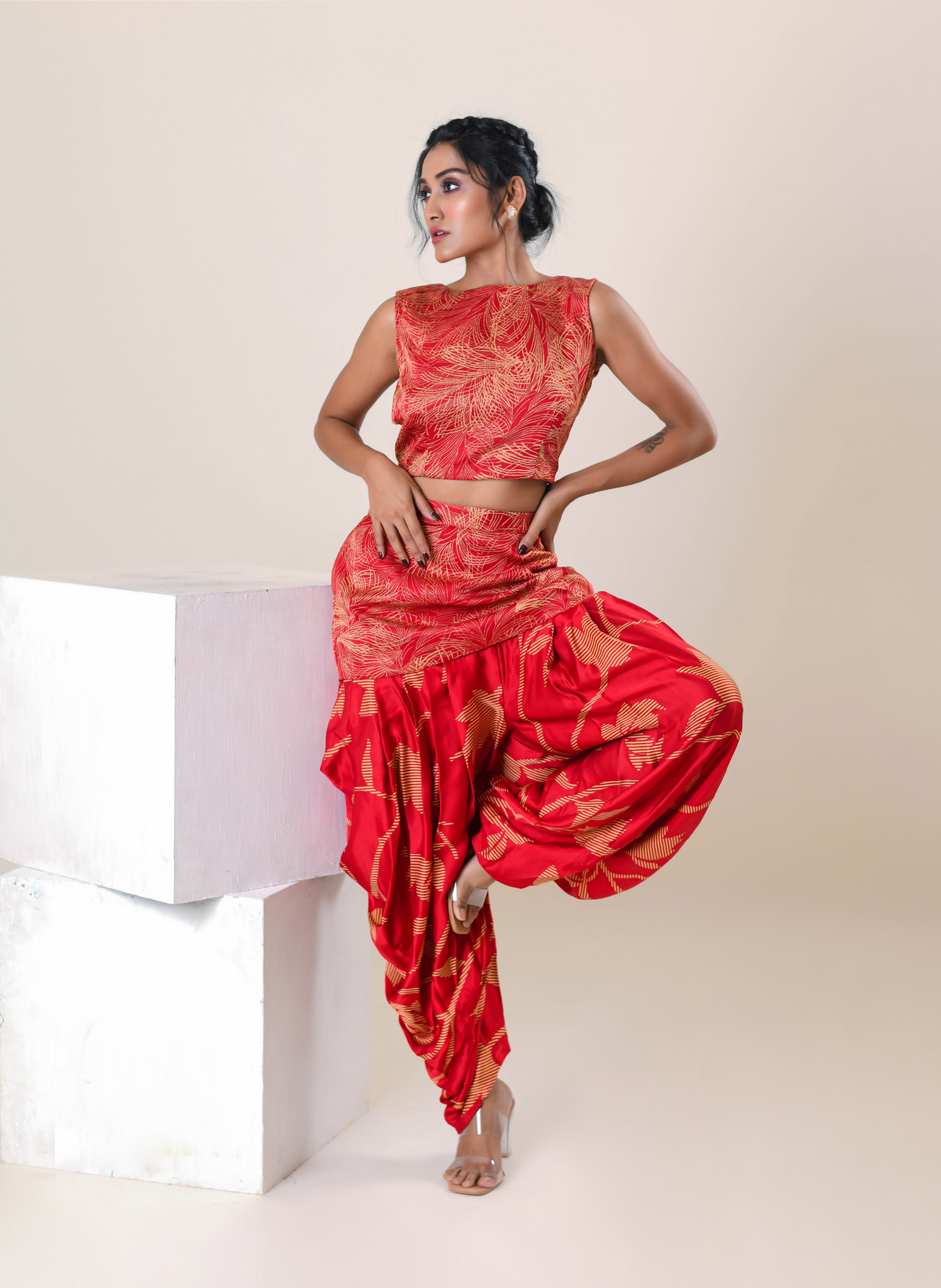 Scarlet Blaze Dhoti Set