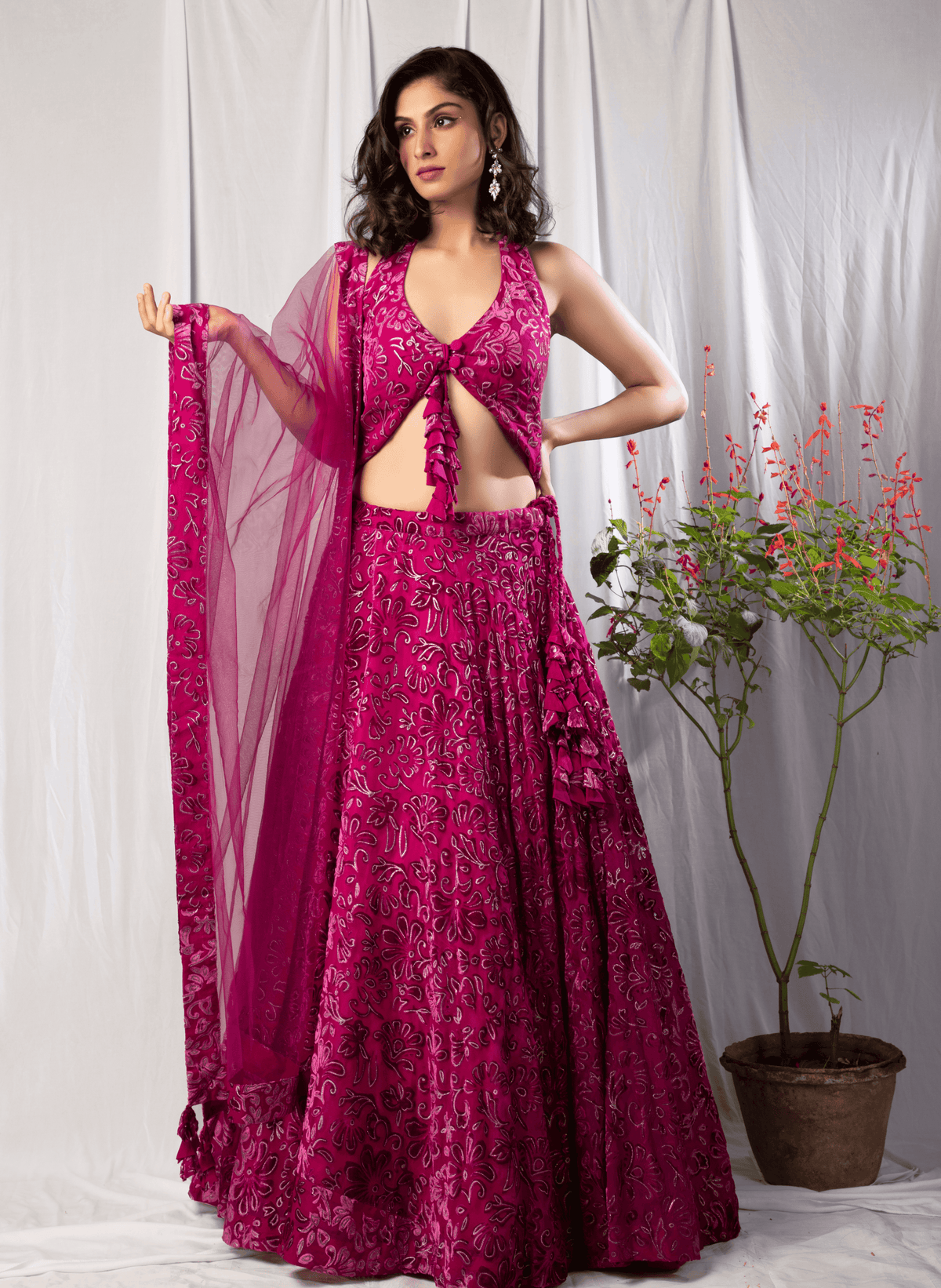 Tulip Embellished Velvet Lehenga